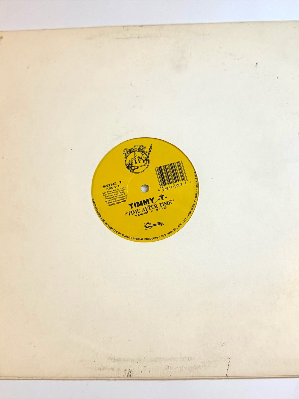 Timmy T. "Time After Time" Vinyl Record 12” Freestyle Music